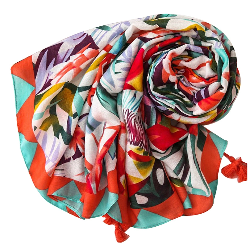 Ethnic new cotton and linen scarf female creative matching color shawl travel sunshade scarf