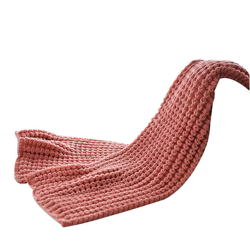 Fashion custom design winter warm scarves solid color acrylic knitted scarf
