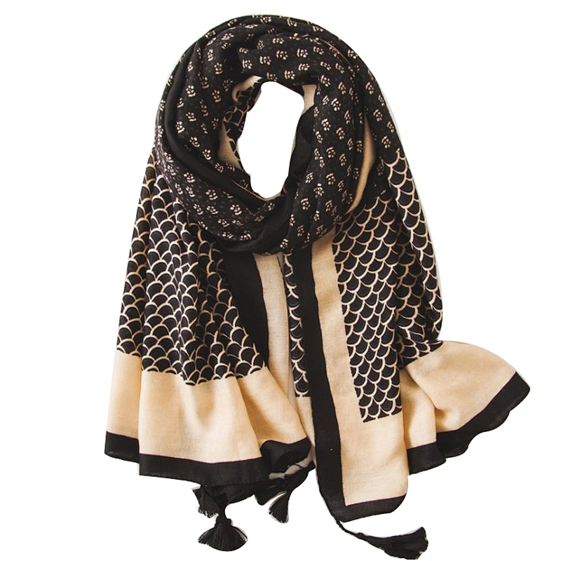 New style fashion black fish-scale printed  Korean version long scarf