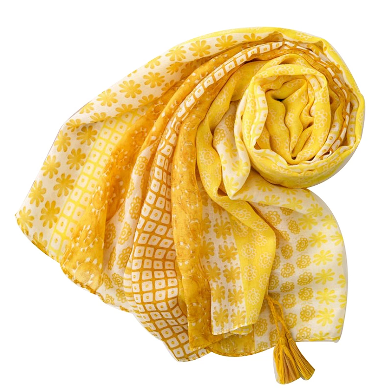 spring and autumn Korean version of joker yellow flower summer long travel shawl scarf
