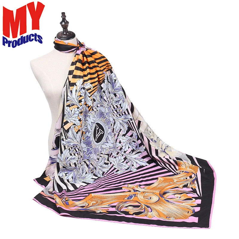 Plaid infinity scarf silk football scarves twill scarf