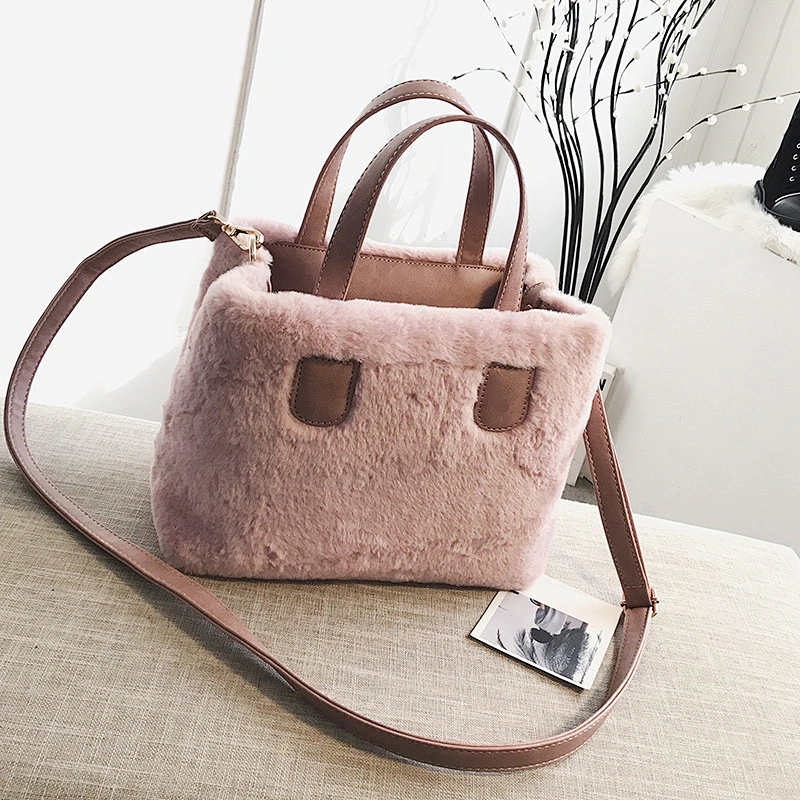 Hot sale classic design handbag ladies bags plush handbag women