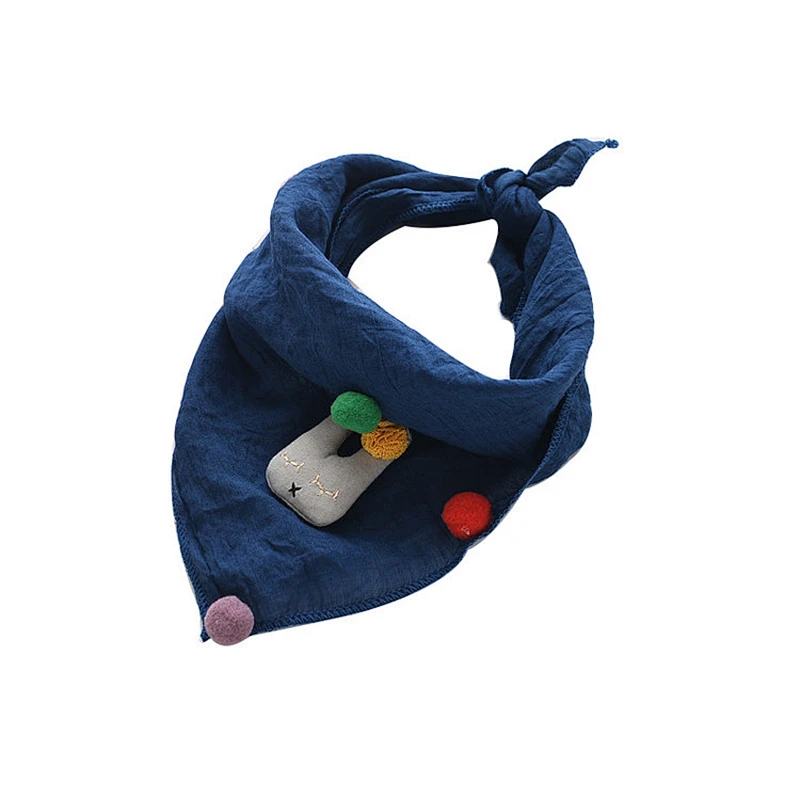 Wholesale hot sale kids cartoon style cotton square scarf with rabbit and balls