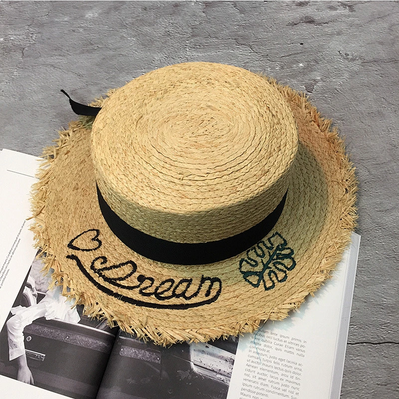 Summer Handmade flower straw hat women's Garland sunbonnet bucket hat roll-up hem beach cap sun hat for women