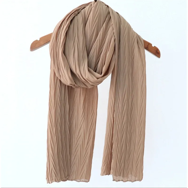 Hot products popular monochrome scarf hijab Muslim chiffon crinkle scarf for women