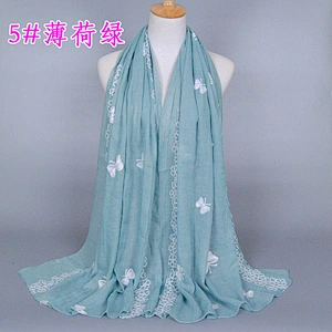 Infinity scarf knitting pattern embroidered women pure cotton shawl hijab scarf