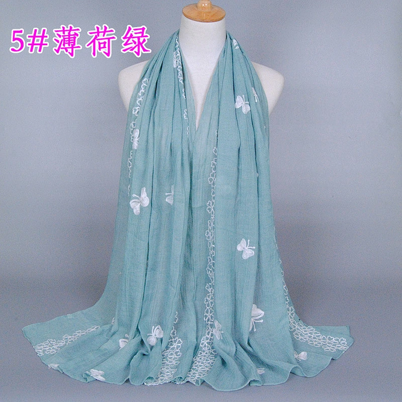 Infinity scarf knitting pattern embroidered women pure cotton shawl hijab scarf