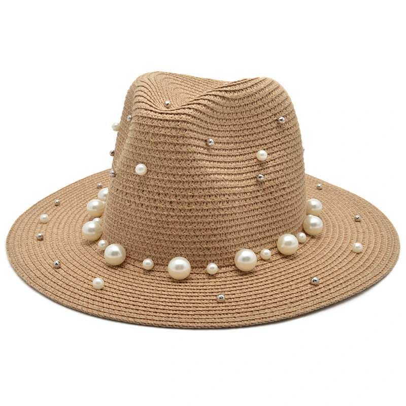 high quality panama style paper straw hat skimmer boater straw hat women woven sun hats