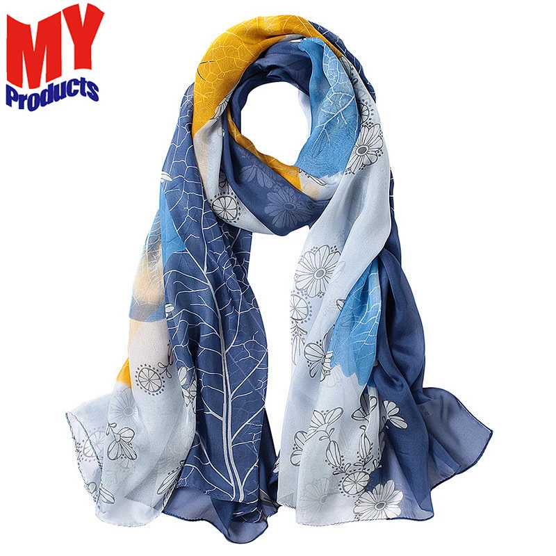 Knit sweater scarf light green summer beach print female shawl sarong wrap bulk scarves