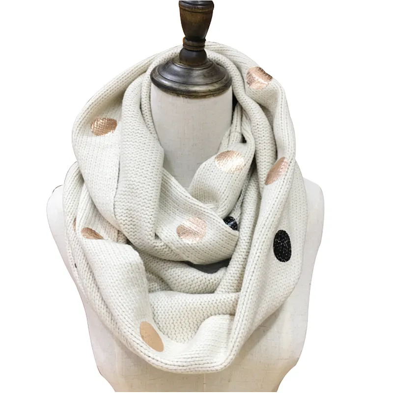 New style winter woollen scarf with polka dot and gold stamping scarf