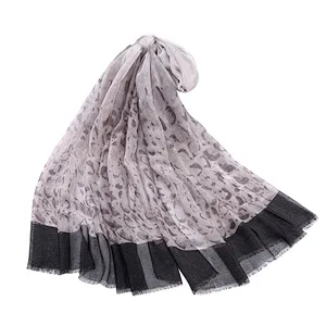 New European and American style leopard print cotton and linen versatile scarf