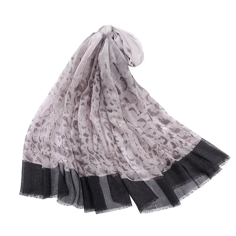 New European and American style leopard print cotton and linen versatile scarf