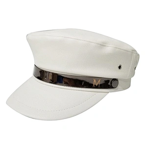 Leather octagonal hat lady autumn and winter cap british flat top navy cap lady beret hat