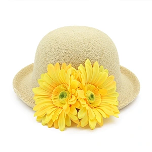 Folded Summer Lady Custom Bright Color Cheap Paper Flower Straw Hat
