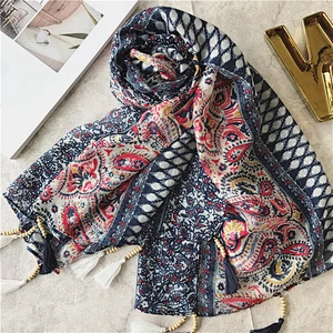 New Arrival Design Printed Scarf High Demand Products India Fashion Beaded Scarfs New Style Hijab Scarf