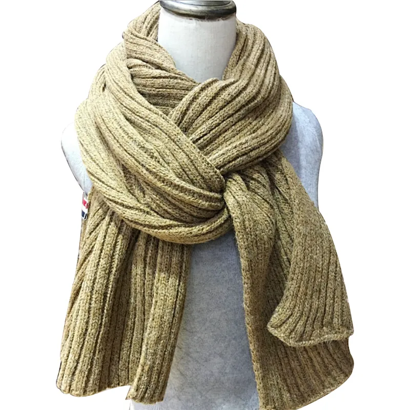 Thickened winter knitted wool scarf warm long neck scarf