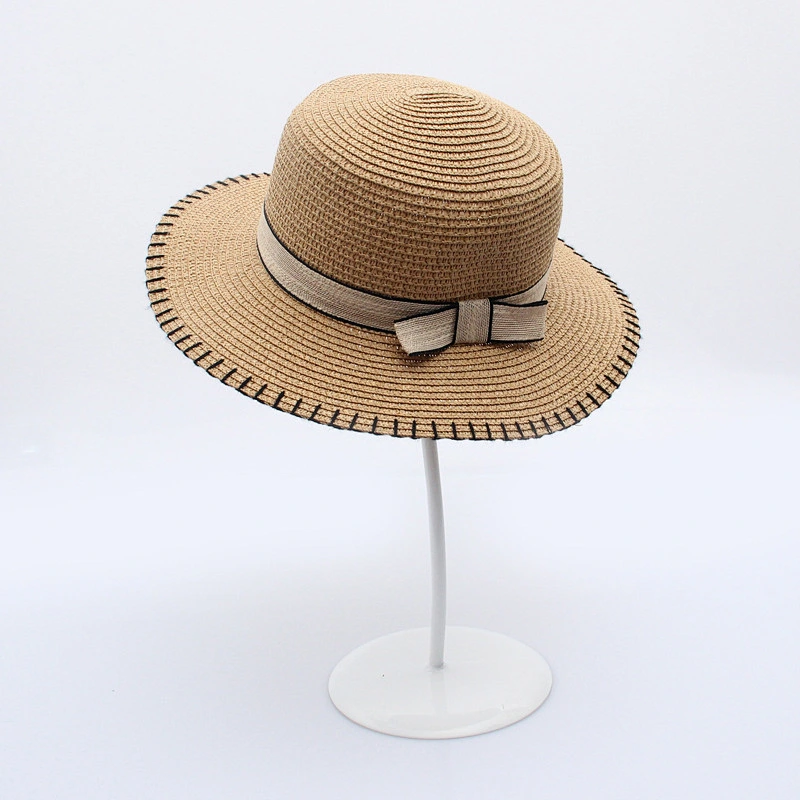 Summer Style Sun Hat Beach Caps Women Wide Brim Breathable Bowler Round Bucket Straw Beach Hat