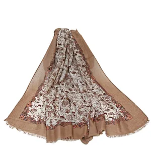 Printed silk towel chiffon fabric  oversize beach shawl woman's scarf