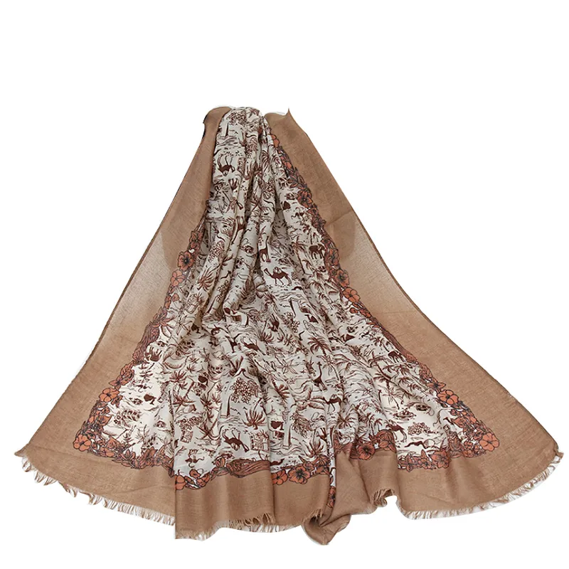 Printed silk towel chiffon fabric  oversize beach shawl woman's scarf