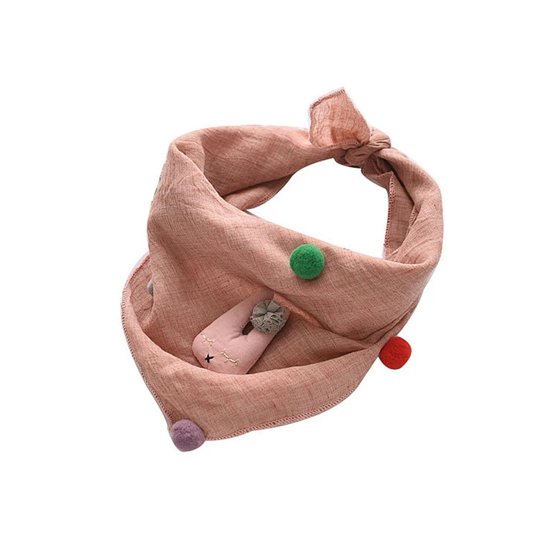 Wholesale hot sale kids cartoon style cotton square scarf with rabbit and balls