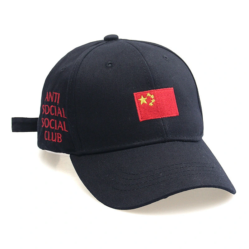 Quality China flat bill blank 5 panel snapback hat with leather strap Logo Embroidery Cap