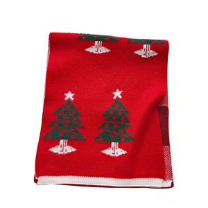 Christmas knitted wool scarf female  red green deer winter long thick  versatile scarf