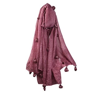 Hot selling wholesale soft solid color muslim women hijab scarf cotton and linen scarf