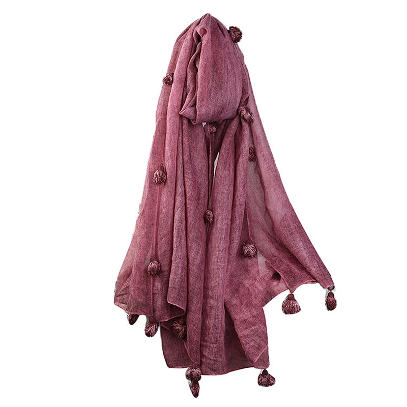 Hot selling wholesale soft solid color muslim women hijab scarf cotton and linen scarf