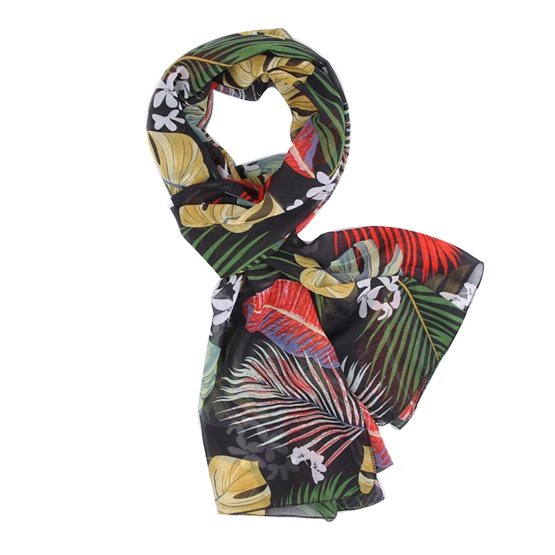 Retro style fashion tropical rain forest leaves printed shawl scarf