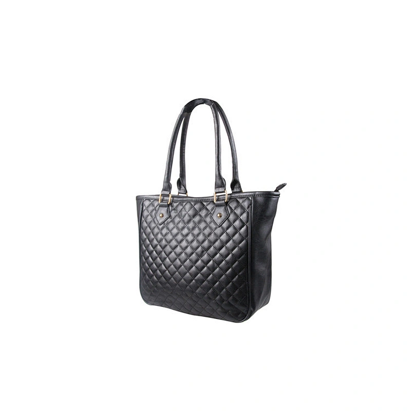 Women Leather Shopping Travel Bag Black Tote Bag Handbag For Lady
