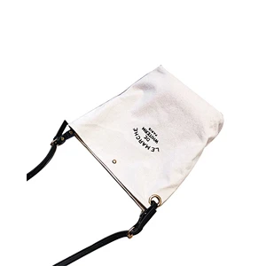 Promotional custom print cotton canvas zipper messenger bag with adjustable leather rope
