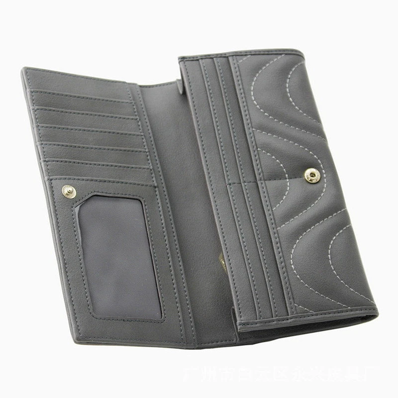 Fashion Simple Women Wallets Long Female Light Grey Leather Wallet Card Holder Women's Wallet
