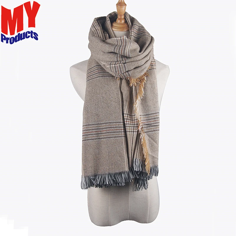 2019 New custom printed acrylic mens scarf winter warm wool striped knitting scarf