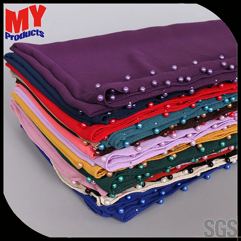 2018 New Design Fashion Pasmina Scarf Pashmina Pearl Chiffon Scarf Young Girls Scarf
