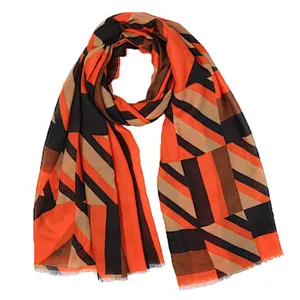 Retro style fashion geometric stitching twill shawl  scarf