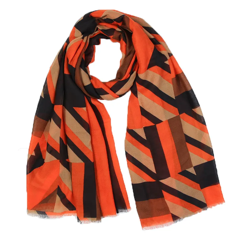 Retro style fashion geometric stitching twill shawl  scarf