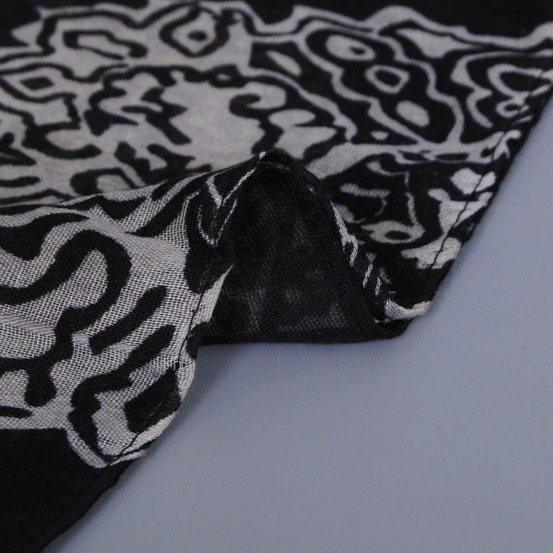 Winter Black Warm Shawls Fine Wool Shawl 100% Cotton Voile Scarf