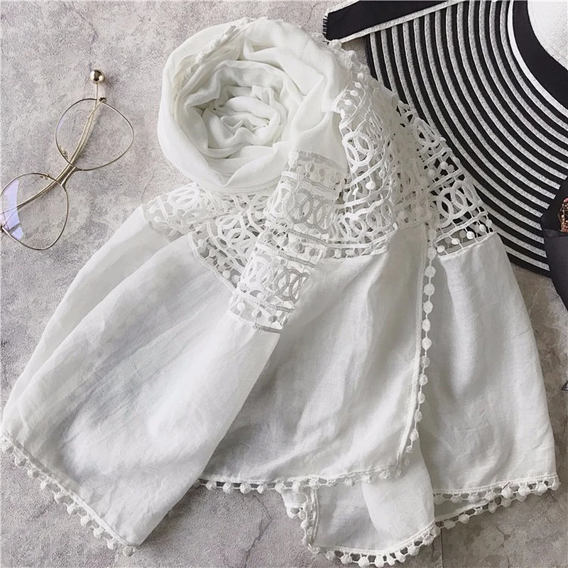 Silk Scarf White Girl Christmas Knitted Scarf Accessories For Woman