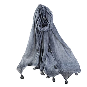 Hot selling wholesale soft solid color muslim women hijab scarf cotton and linen scarf