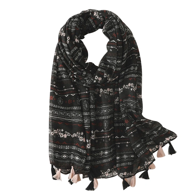 Artistic style new tassel shawl seaside travel scarf