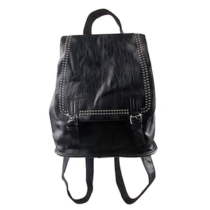 Custom School Bag Women Soft PU Leather Backpack Black Travelling Backpack Bag