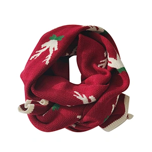 Christmas knitted wool scarf female  red green deer winter long thick  versatile scarf