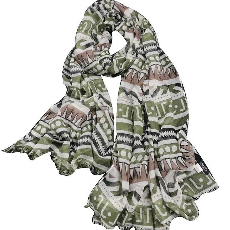 Geometric pattern of wave point  silk  scarf