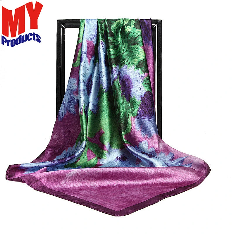 Silver silk scarf linen square scarf peacock shawl scarf