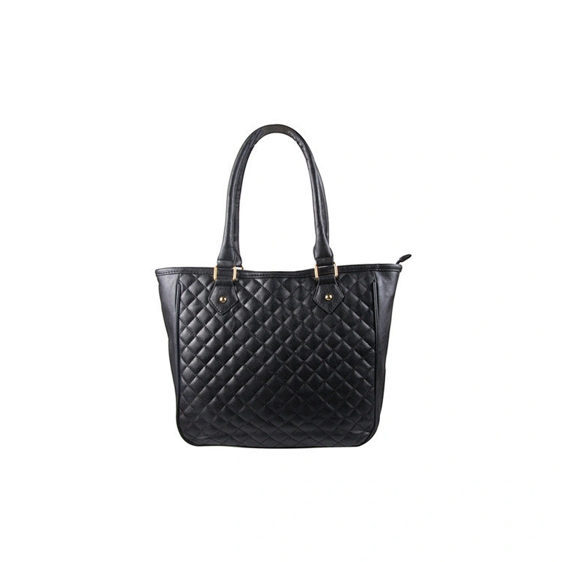 Women Leather Shopping Travel Bag Black Tote Bag Handbag For Lady