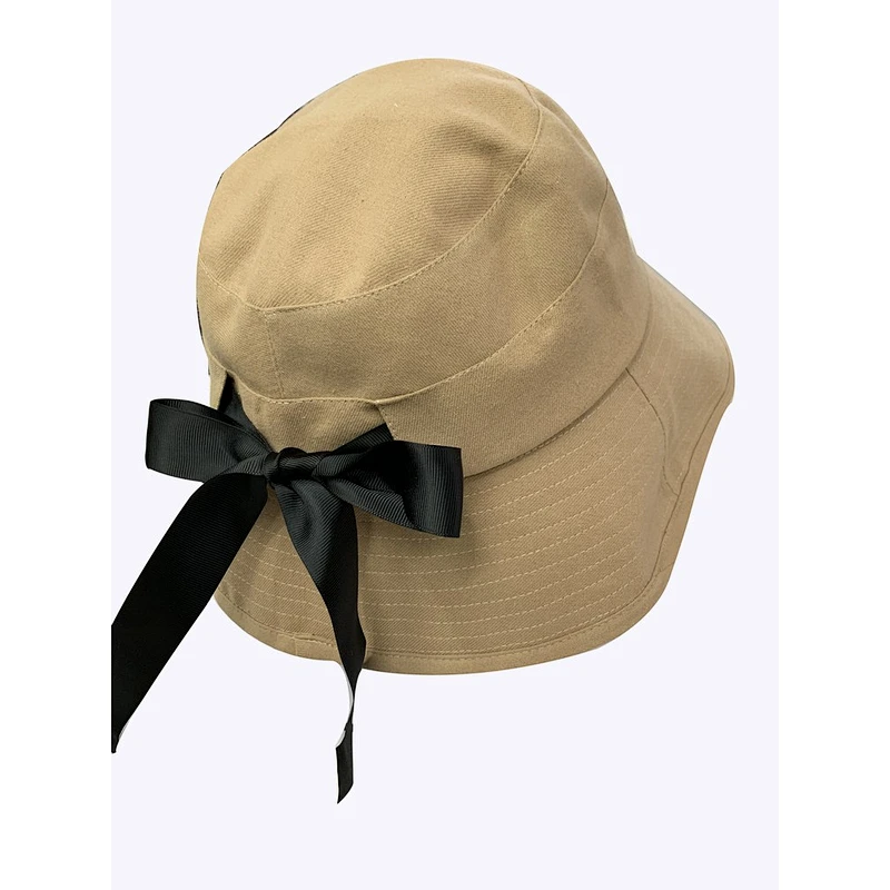 England Style Lady's Bucket Hat Adjustable Bow Tie Strap Hat