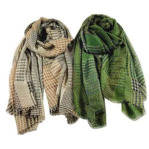 New vintage ethnic style women's scarf printed plaid cotton shawl