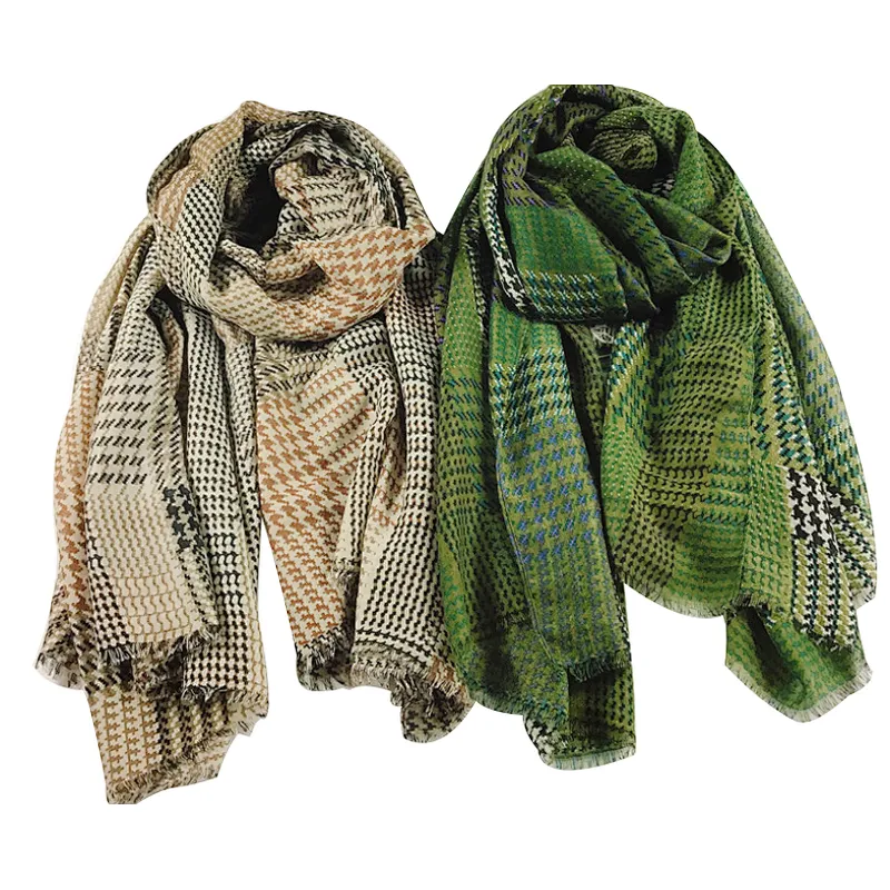 New vintage ethnic style women's scarf printed plaid cotton shawl
