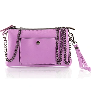 New stylish women metal chain strap sling bag pu leather ladies messenger bag