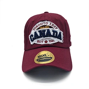 OEM promotional metal buckle 3d embroidery black canada flag baseball cap hats